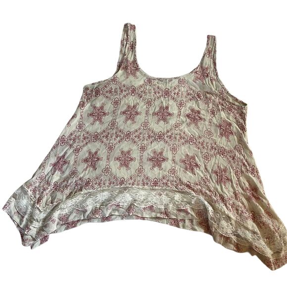 Mimi Chica Soho Sharkbite Tunic | Pink Paisley Lace Trim Festival Top | Size M - Picture 15 of 15